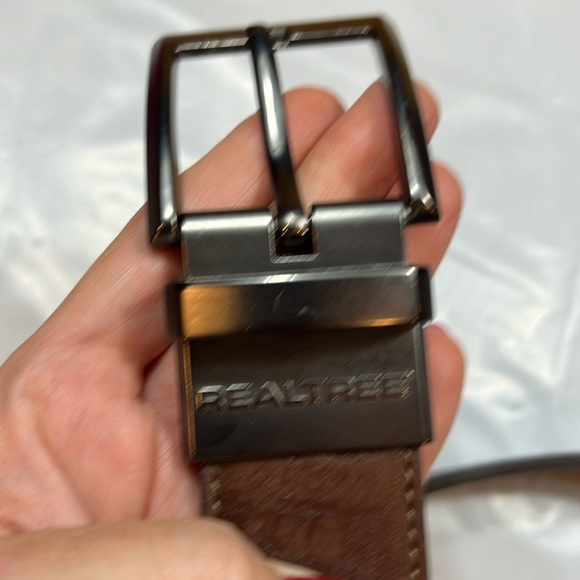 REALTREE REVERSIBLE Brown/ tan green camo BELT Leather Silver Buckle men 34-36 M - Picture 10 of 15